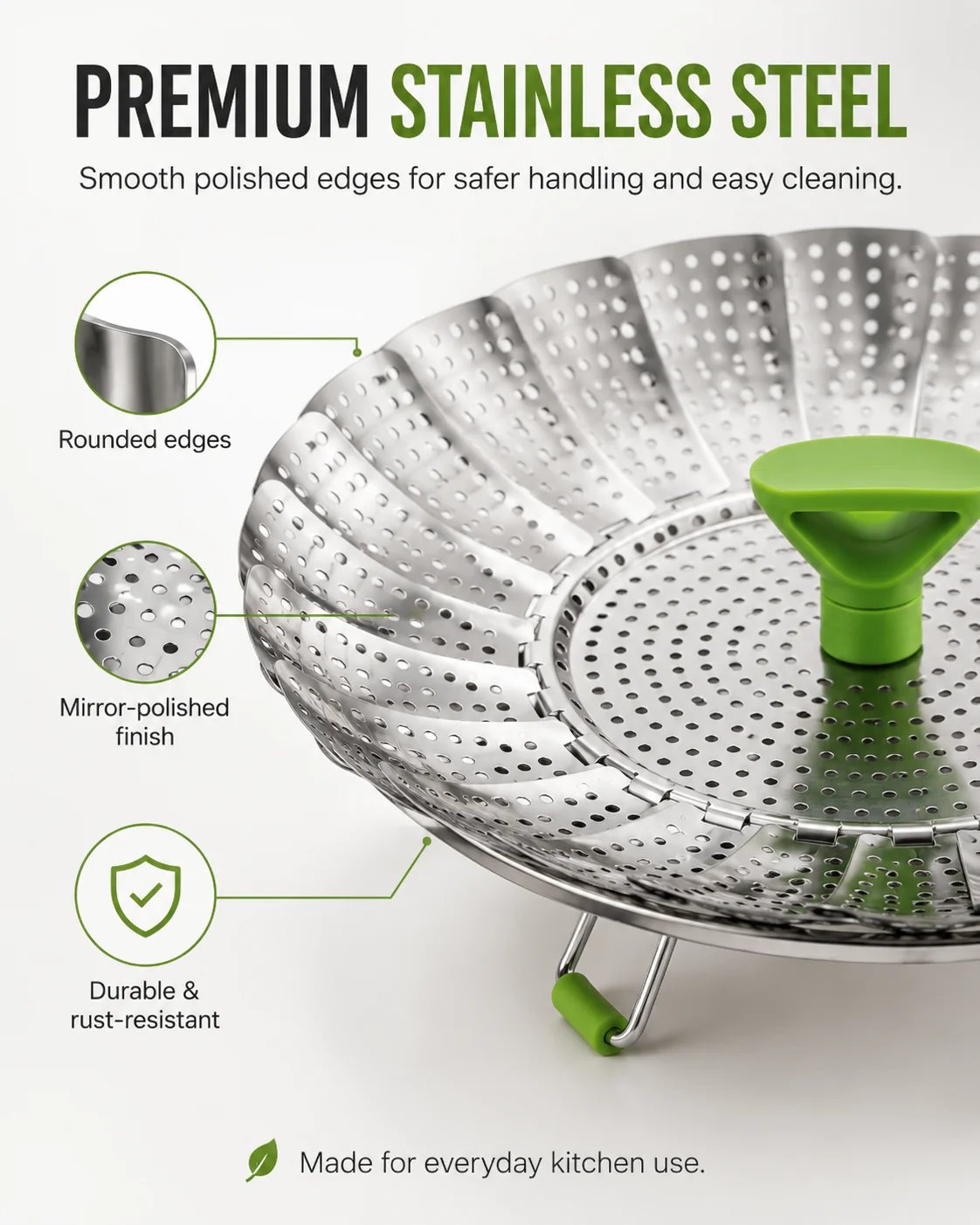 🥦💨 Expandable Stainless Steel Steamer Basket | Foldable Pot Insert 🍲✨