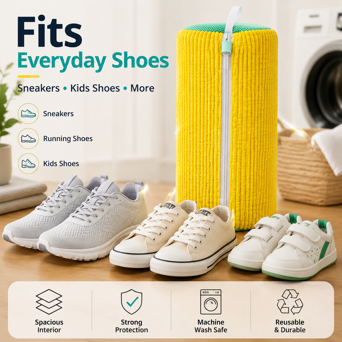 👟👟  No-Scrub Shoe Washing Bag – Clean & Protect Your Sneakers In The Washing Machine