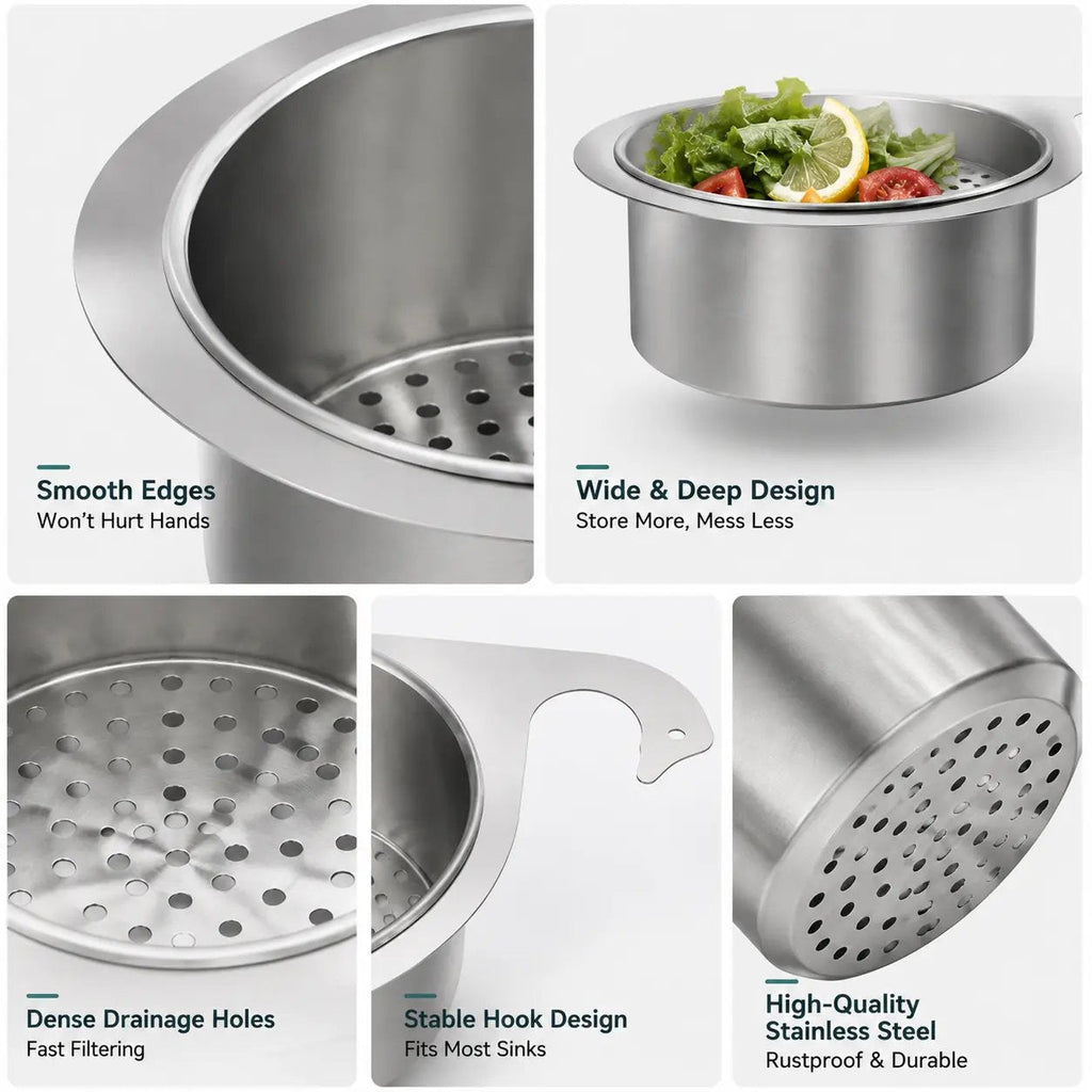 Stainless Steel Sink Strainer Basket | Hanging Drain Filter for Kitchen