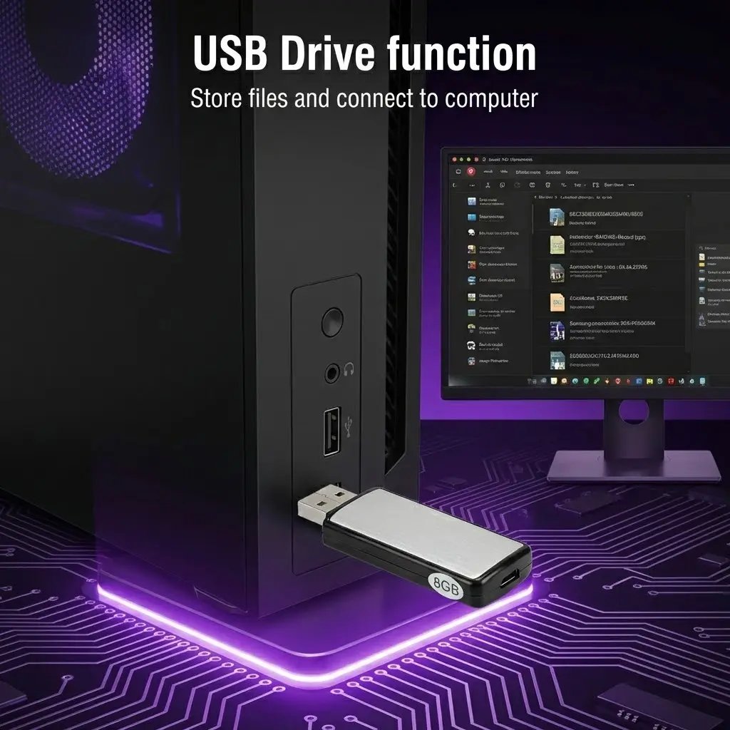 🎙️💾 USB Flash Drive Voice Recorder 2-in-1 – Voice Activated, Smart Noise Reduction, Auto File Save 🔊✨