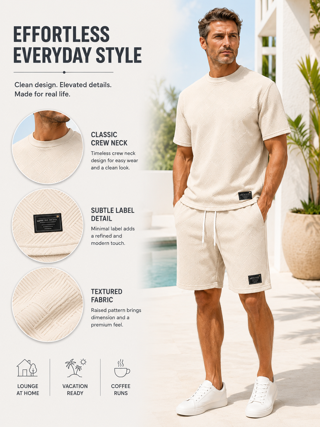 🌴 Men's Casual Solid T-Shirt & Drawstring Shorts Summer Suit