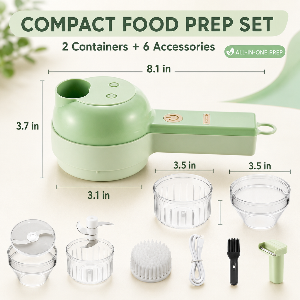 🧄 4-in-1 Handheld Electric Chopper: Slice, Mince, Peel & Auto-Clean!