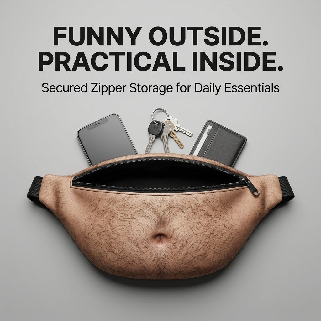 😂 Funny Belly Fanny Pack – Realistic Fake Belly Waist Bag