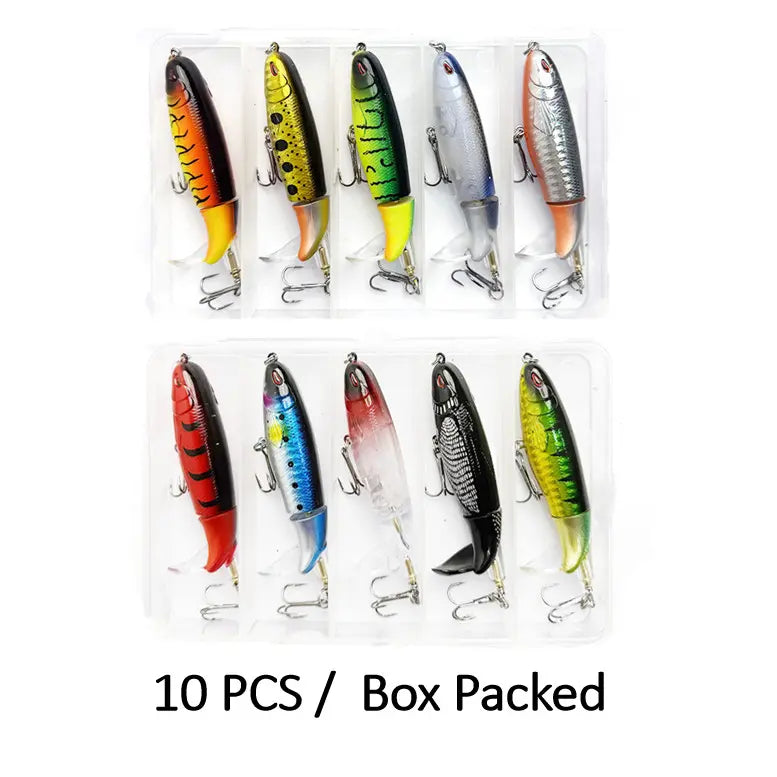 5/10pcs Artificial Fishing Lure, 13g Simulation Fishing Lure with Hook, Fishing Accessories for Outdoor Fishing Equipment, 10cm Whopper Plopper, Swimbaits, Fishing Lure Bait