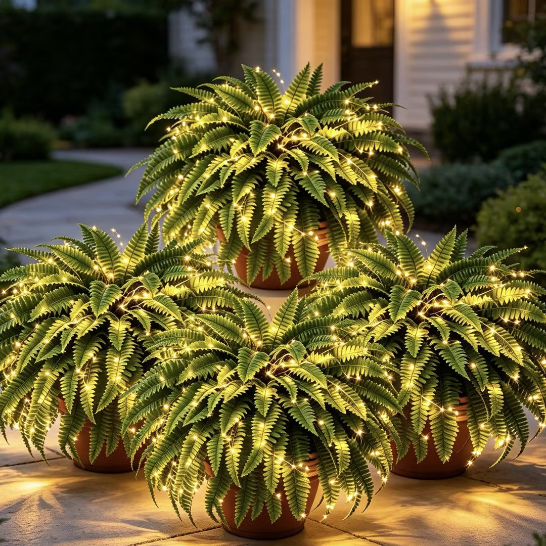 💛Glowing Boston Ferns with Lights – 🌿 Zero Watering, Zero Maintenance🌿