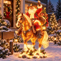 🎅🤠 Western Cowboy Santa on Horse Lighted Christmas Statue | Rustic Ranch Holiday Outdoor Décor