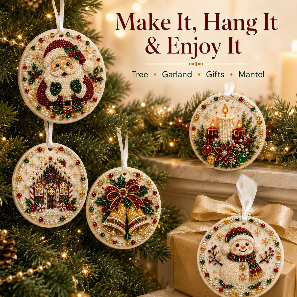 🌲✨ DIY Pearl & Gem Christmas Ornament Collection