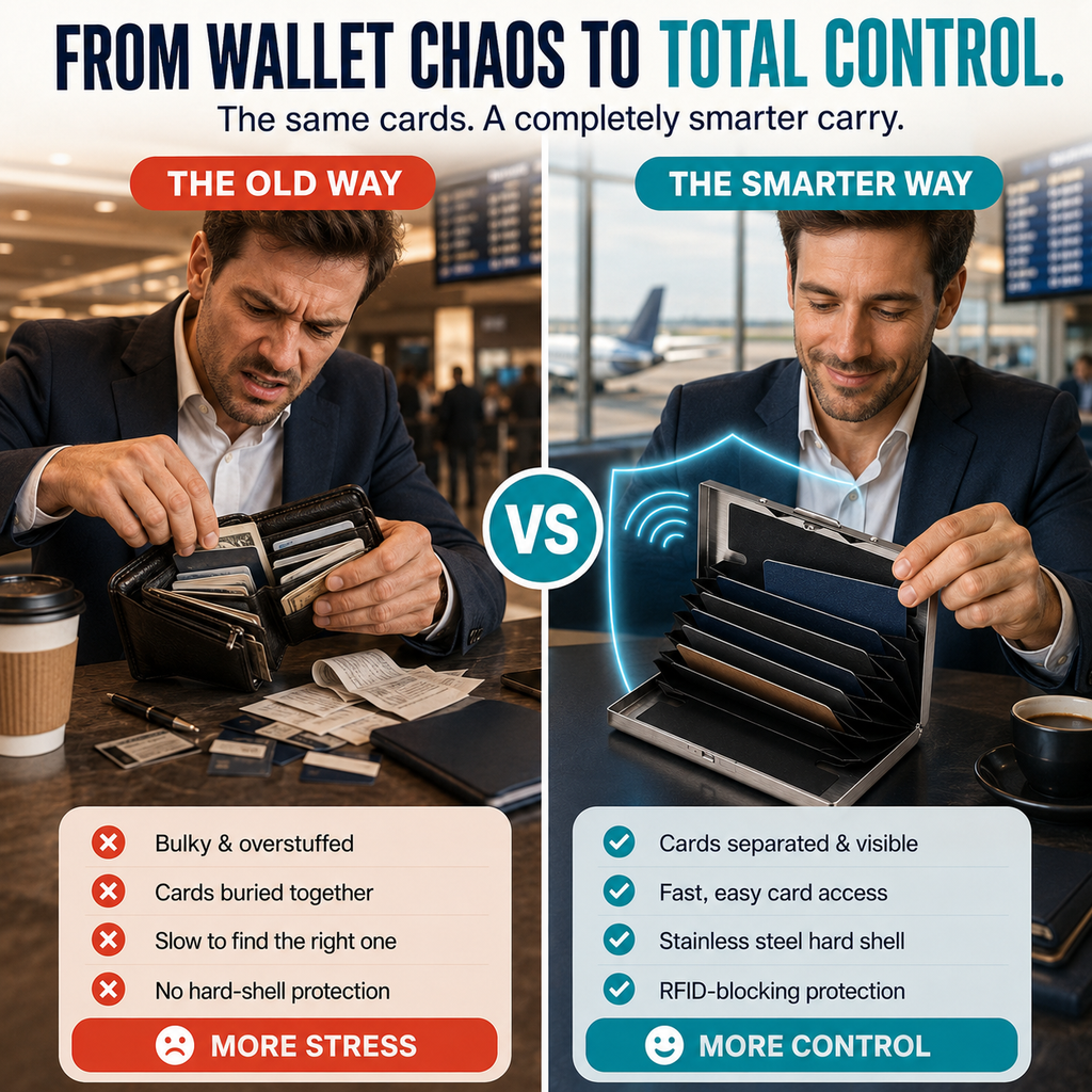 RFID-Blocking Stainless Steel Card Wallet – Organized, Secure & Pocket-Ready 🔒🔥