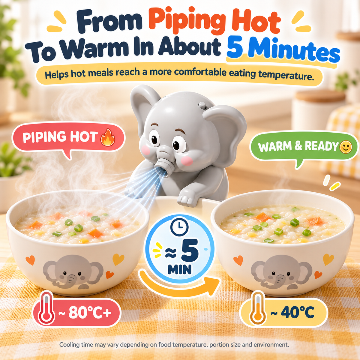 🍲🌬️ Hands-Free Food Cooling Fan – Cool Hot Meals Faster Without Blowing ❄️✨