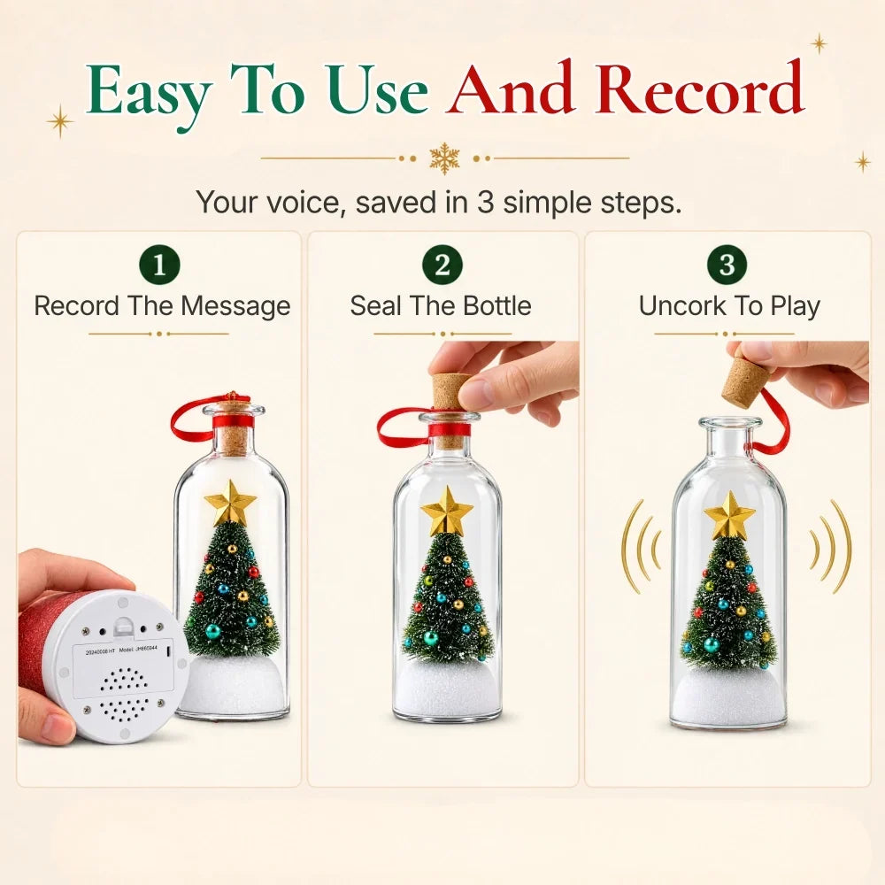 🎄🎙️ RUXACTY Recordable Christmas Message in a Bottle Ornament – Voice Keepsake 🎁✨