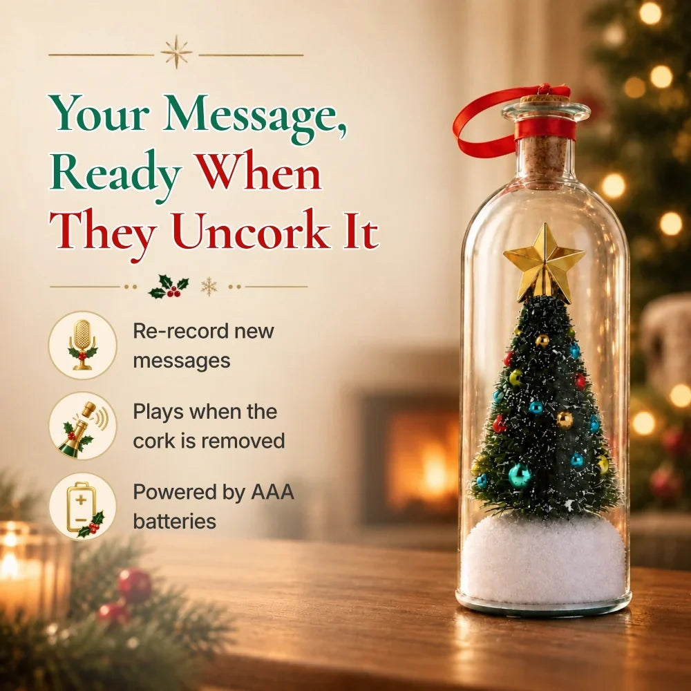 🎄🎙️ RUXACTY Recordable Christmas Message in a Bottle Ornament – Voice Keepsake 🎁✨