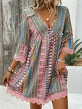 Women's Bohemian Print V-Neck Dress