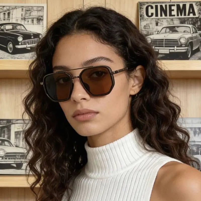 Fashion Geometric Double-Beam Sunglasses