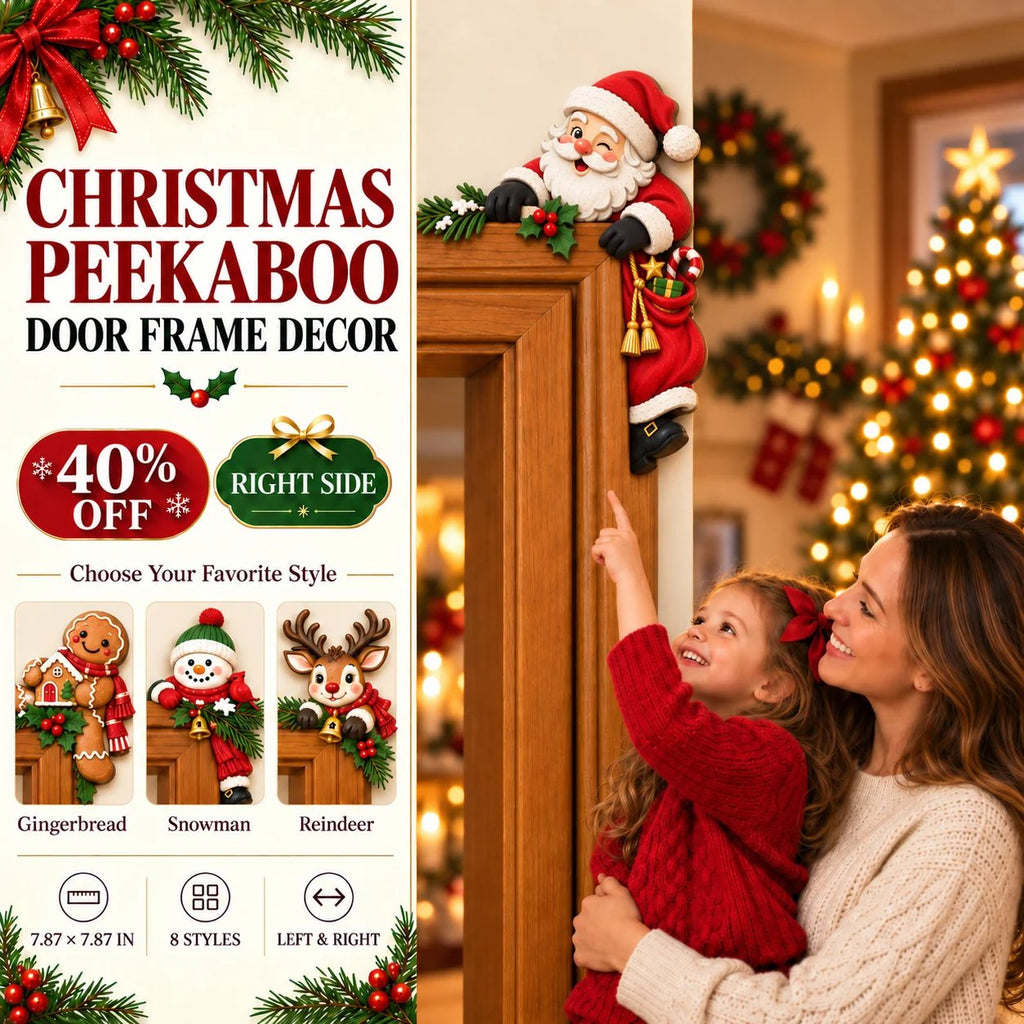 🎄👀 Christmas Peekaboo Door Frame Corner Decor | Size: 20 cm ✨