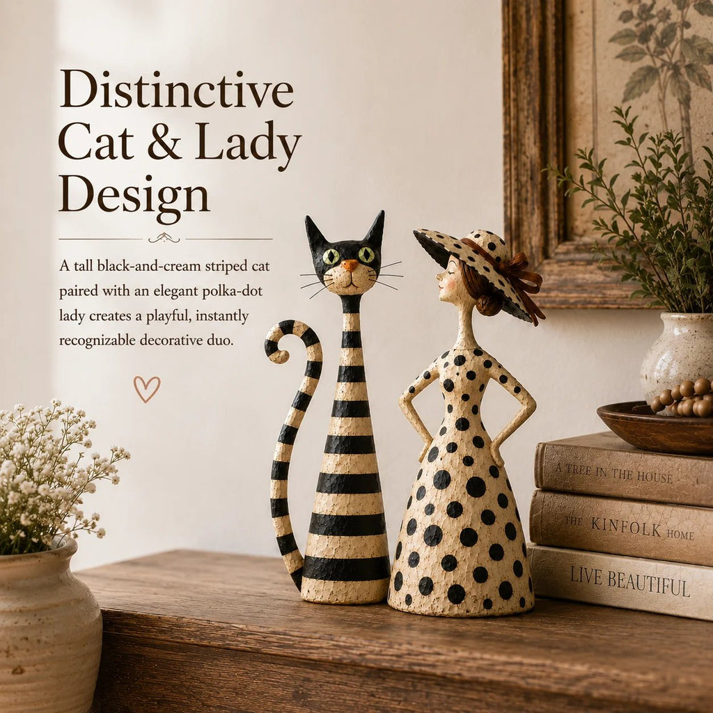 🐱✨ Vintage Cat & Lady Sculptures 🎨