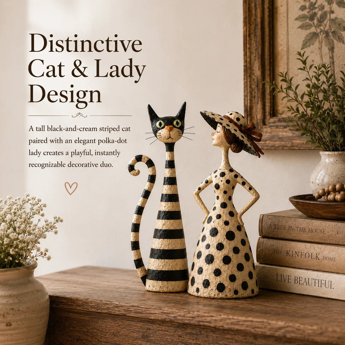 🐱✨ Vintage Cat & Lady Sculptures 🎨
