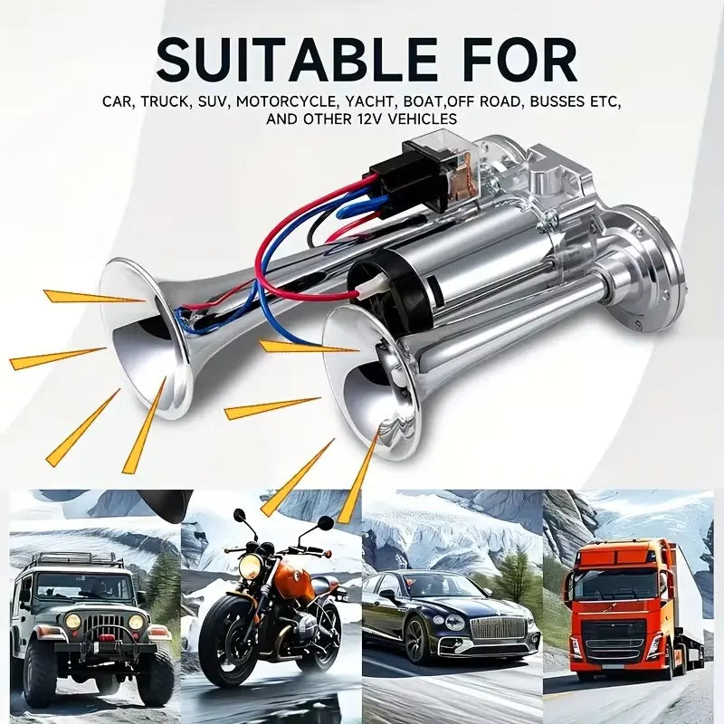📢🔊 2026 Upgraded 12V 130DB Air Horn Dual Horn Kit with Air Compressor 🚗✨