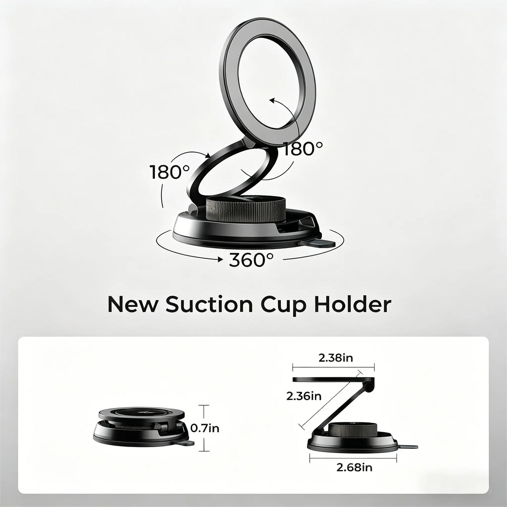 Car Phone Holder for Magsafe 360 Adjustable Vacuum Magnetic Phone Holder for Car