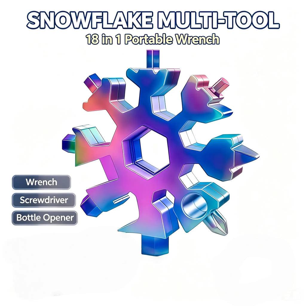 ❄️🛠️ 2-Pack Viral 18-in-1 Snowflake Multi-Tool Stainless Steel Portable Wrench 🔧✨