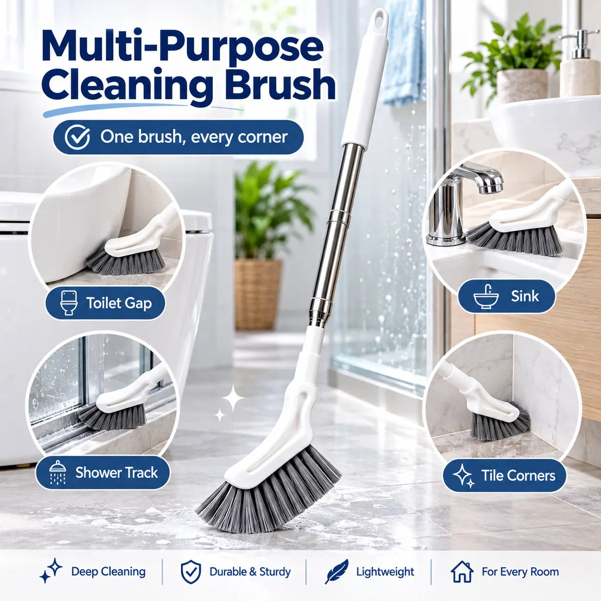 2-Pack Telescopic Crevice Cleaning Brush – Adjustable Stainless Steel Long Handle