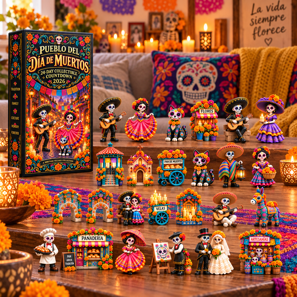 🎁Pueblo del Día de Muertos 2026 – 24-Day Day of the Dead Collectible Countdown Calendar with 24 Unique Miniatures