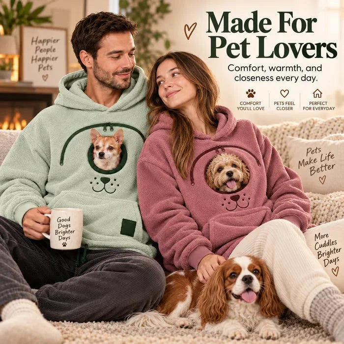⏳🔥LIMITED TIME 50% OFF!🐕 Cozy Fleece Pet BondingPouch Hoodie - Warm &Supportive Small Pet CarrierClothing