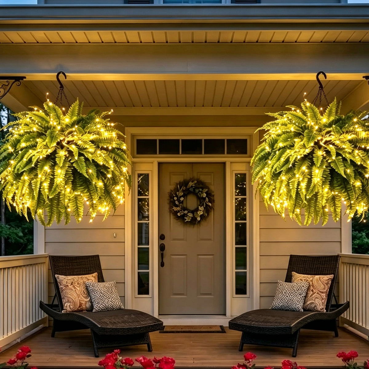💛Glowing Boston Ferns with Lights – 🌿 Zero Watering, Zero Maintenance🌿