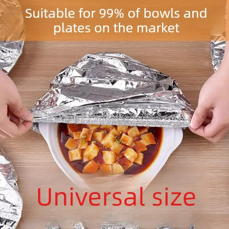 50 PCS Aluminum Foil Heat-Retaining Food Covers – Home Dining Table Insulation & Freshness Keeper