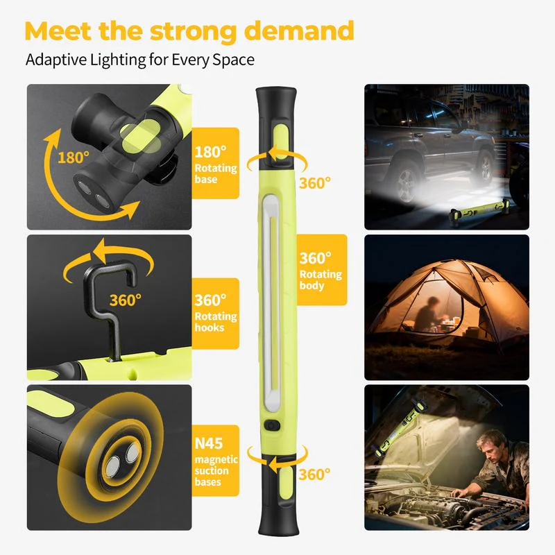 🔥Under Hood Work Light Bar, 3000LM LED Magnetic Light Bar with Hooks, 5200mAh