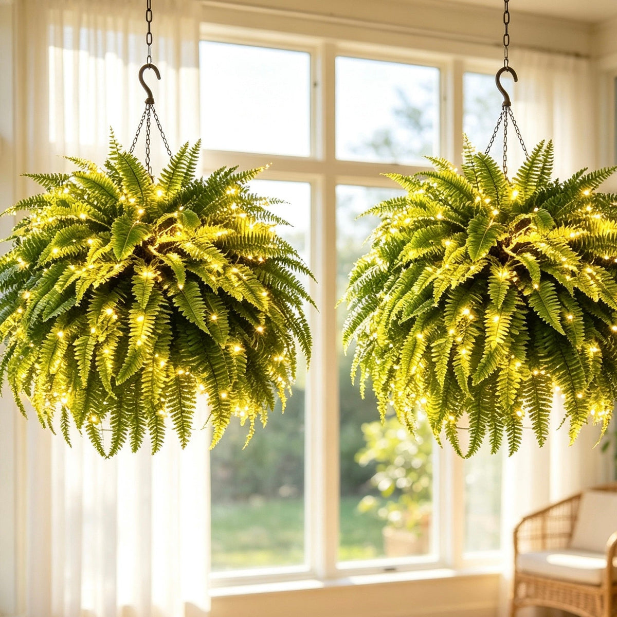 💛Glowing Boston Ferns with Lights – 🌿 Zero Watering, Zero Maintenance🌿
