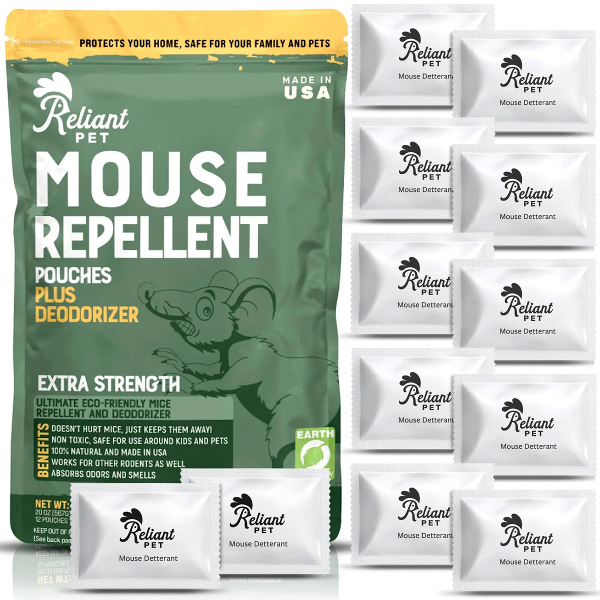 🐭🚫 12-Pack Mouse Repellent Pouches – Easy-to-Use Rodent Deterrent for Cars, Garages & Home 🌿