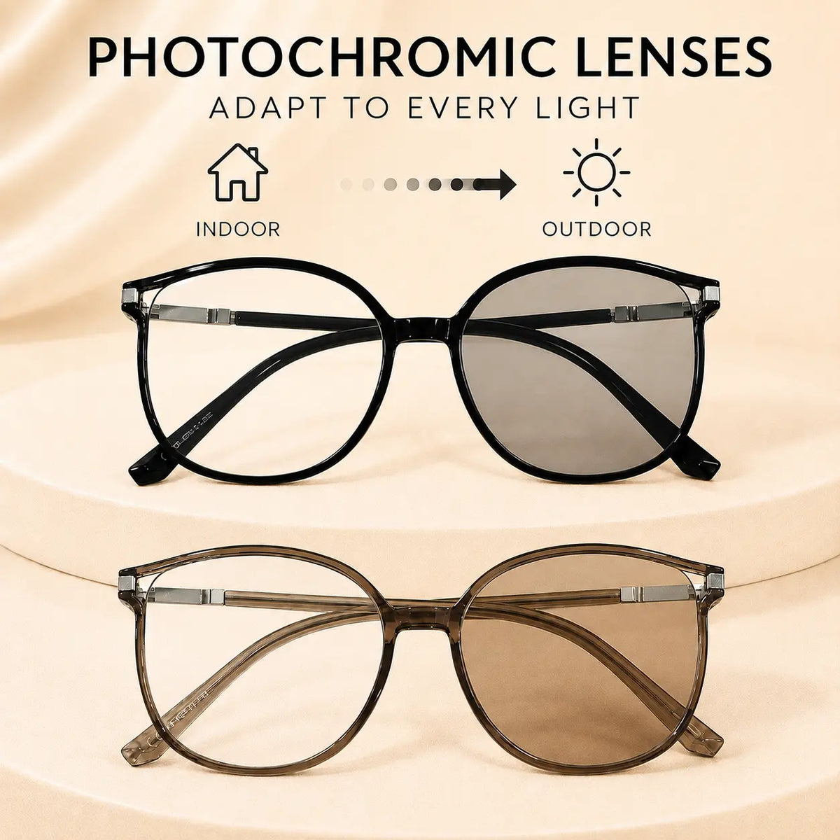 ✨ Photochromic Reading Glasses for Women Lightweight Light-Adaptive Readers with Blue-Light & UV Protection