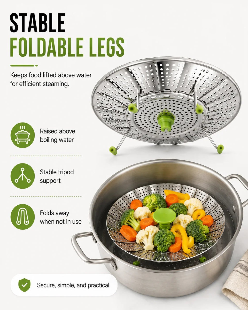 🥟🥟Expandable Stainless Steel Steamer Basket | Foldable Pot Insert