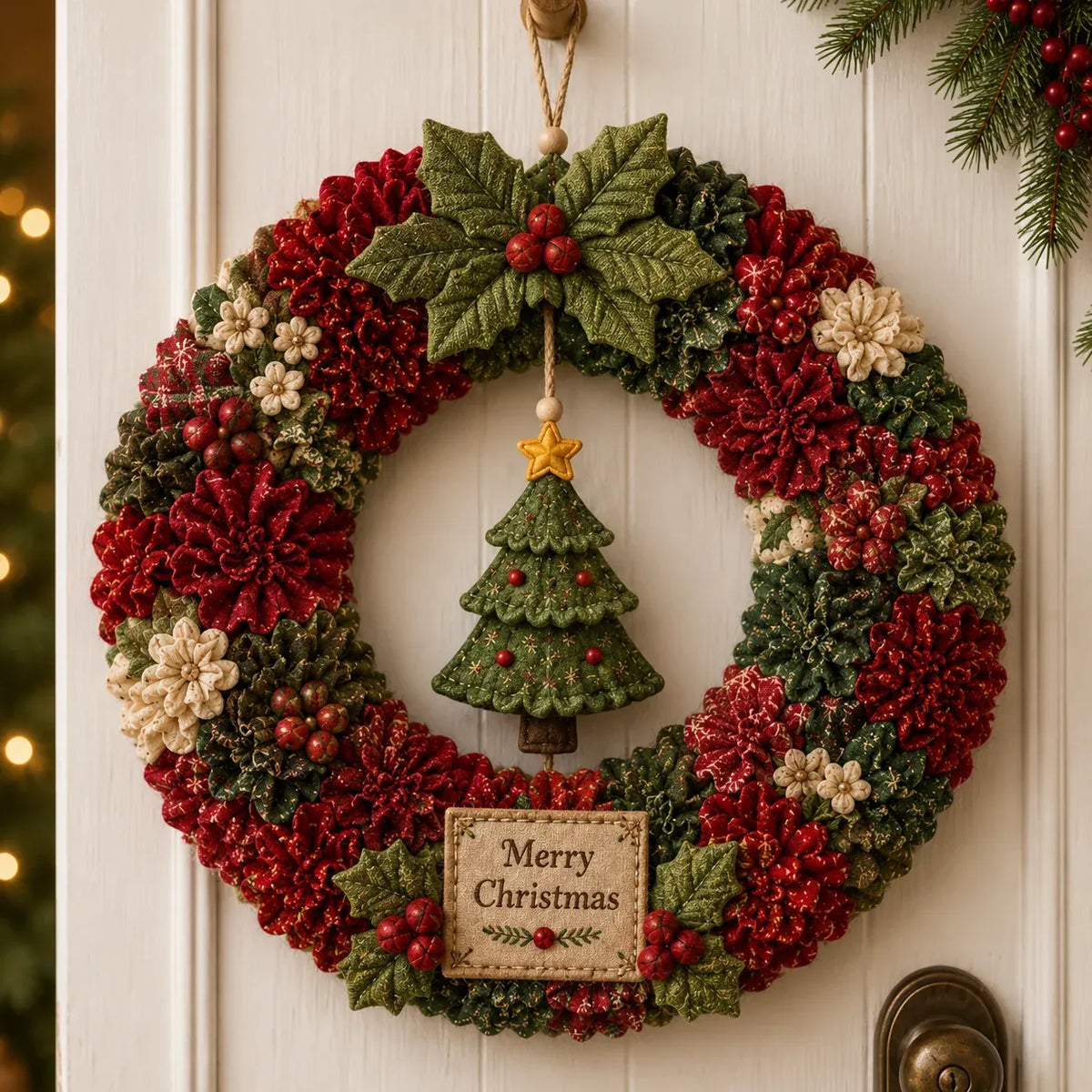 🎄✨ DIY 3D Fabric Poke Christmas Wreath Kit – With Tutorial & Guide Included ❤️