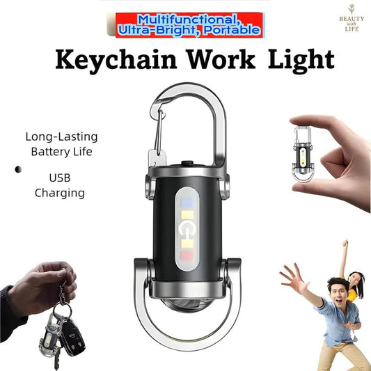 🔦✨Rechargeable Mini Keychain Flashlight - 800 Lumens, 6 Modes, Perfect for Outdoor Adventures, Work, and Emergencies