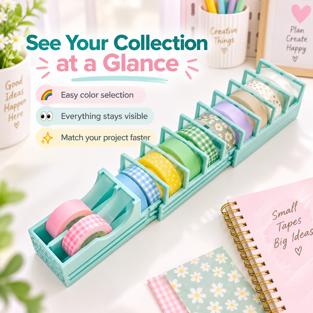✨ Multi-Roll Tape Dispenser – Washi Tape Organizer for Crafts, Journaling & Gift Wrapping