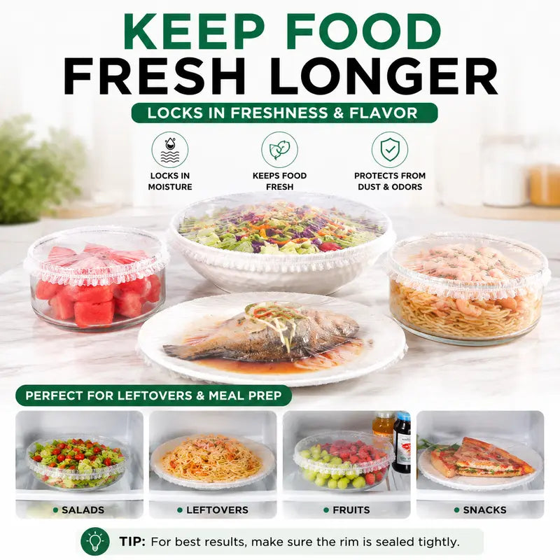 🔥🔥LAST DAY 49% OFF🔥🍽️ Elastic Stretch Bowl Covers 🔁Disposable Microwave Safe Food Storage Covers