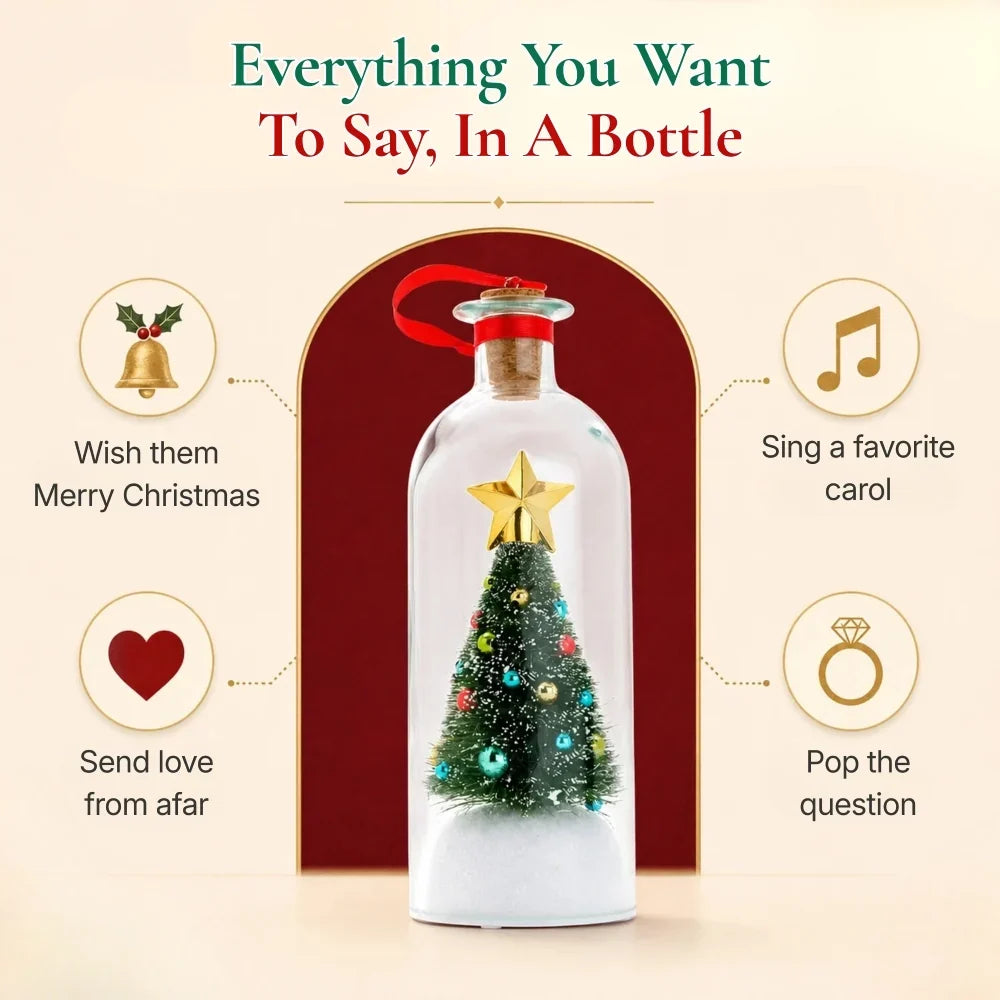 🎄🎙️ RUXACTY Recordable Christmas Message in a Bottle Ornament – Voice Keepsake 🎁✨