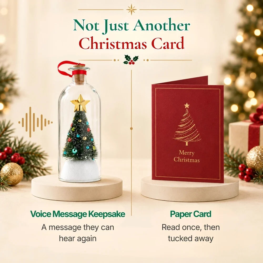 🎄🎙️ RUXACTY Recordable Christmas Message in a Bottle Ornament – Voice Keepsake 🎁✨
