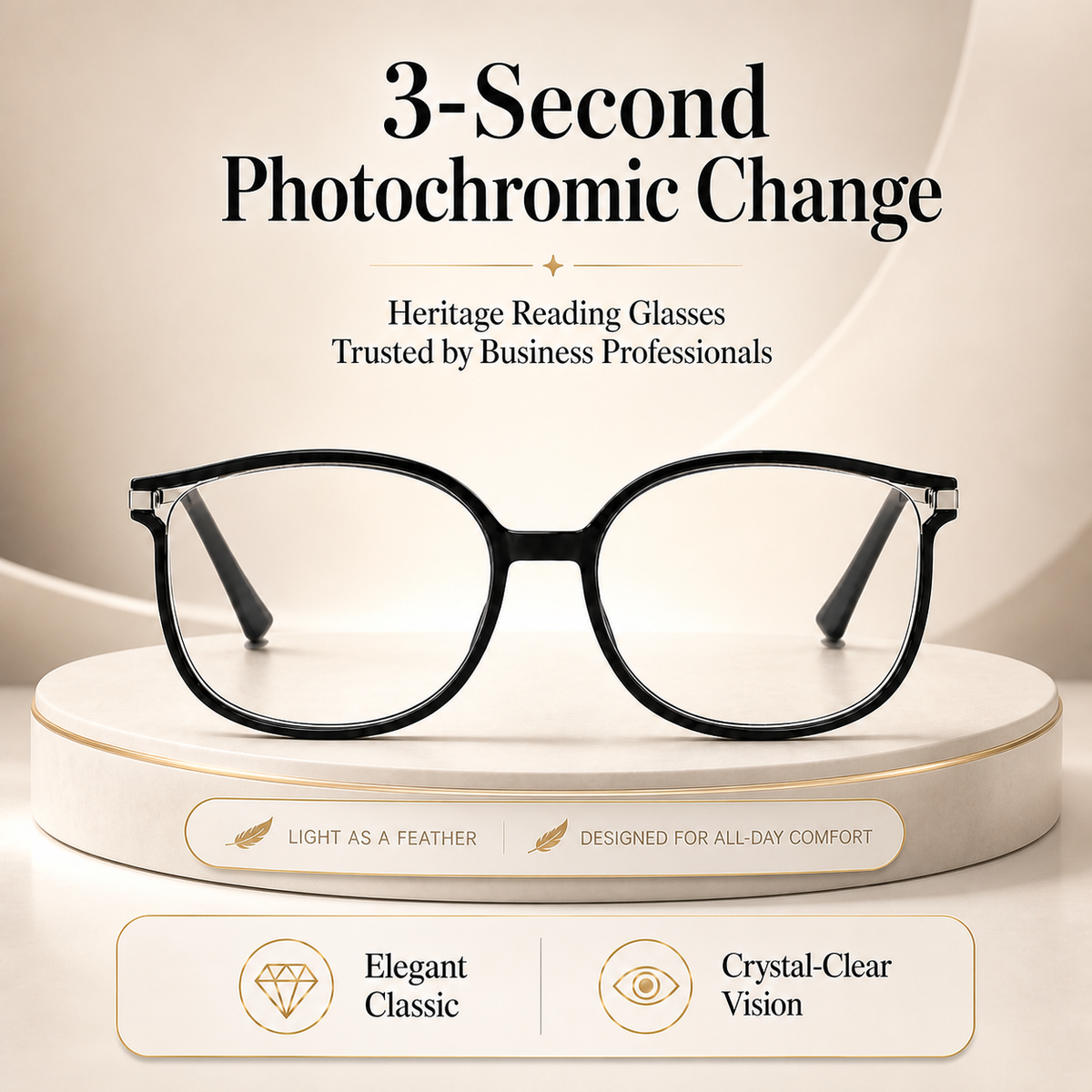 ✨ Photochromic Reading Glasses for Women Lightweight Light-Adaptive Readers with Blue-Light & UV Protection