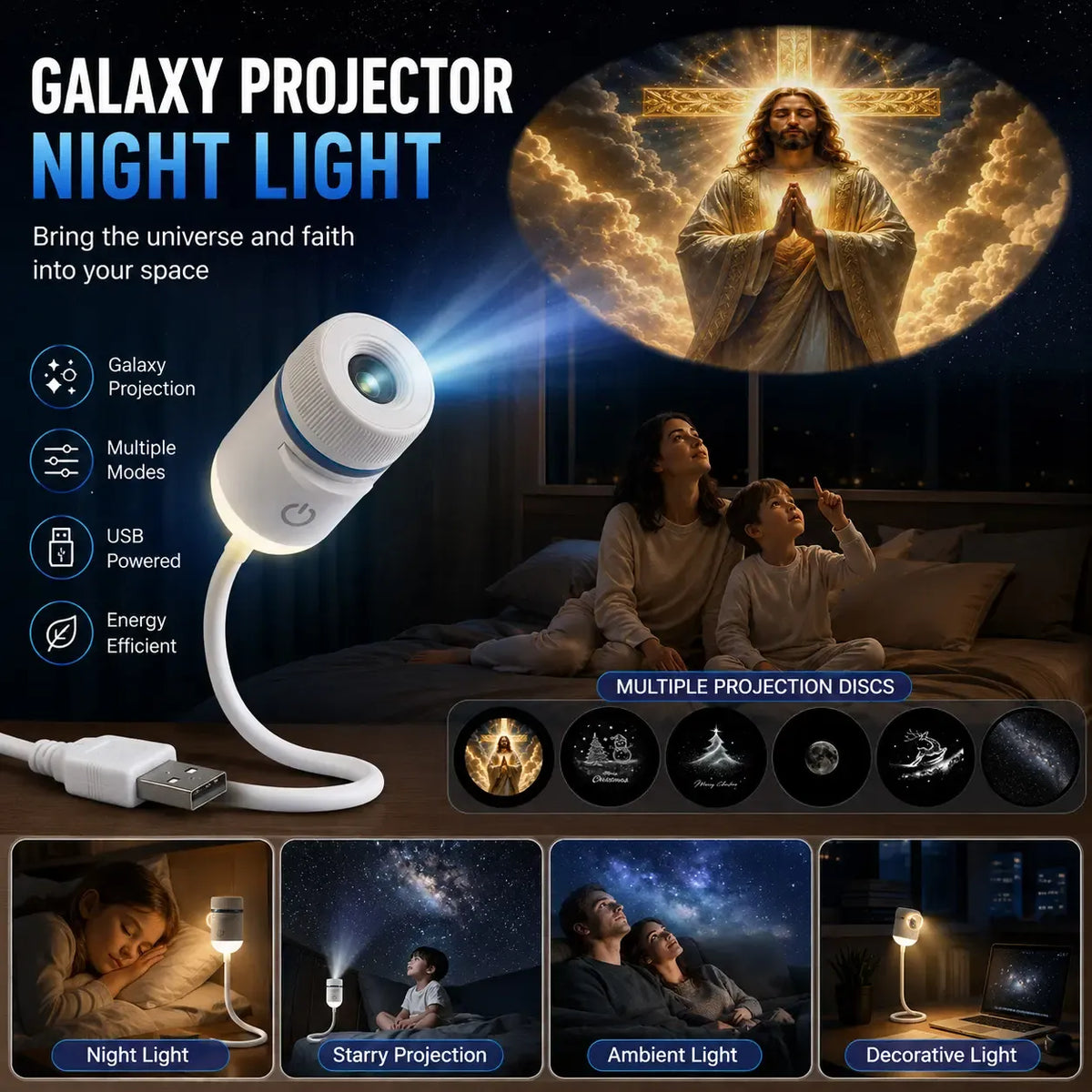 Galaxy Projector 2-in-1 Night Light Projector with 1 Projection Films