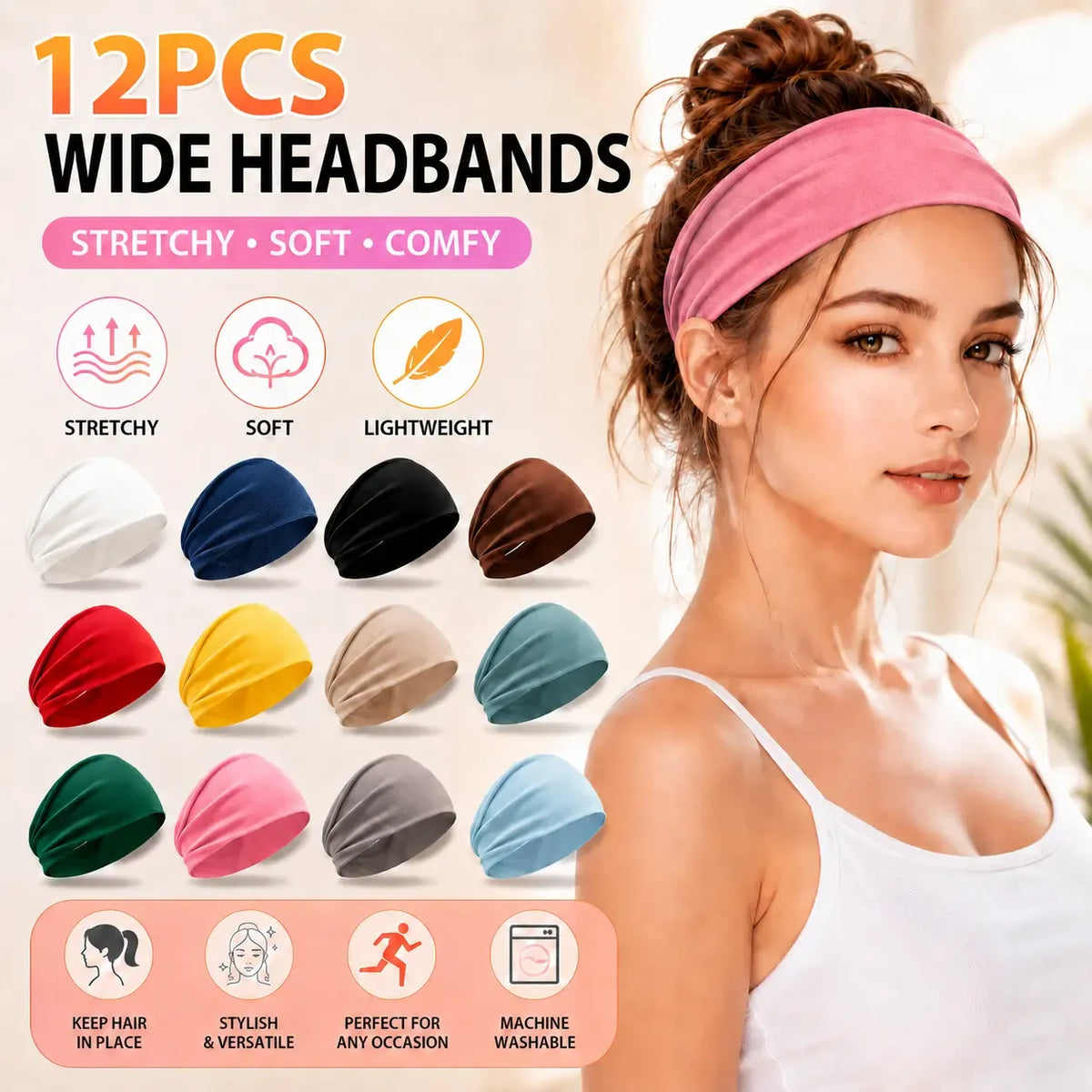 ✨✨Women's Universal 6-Pack No-Slip Elastic Fashion Headband Set