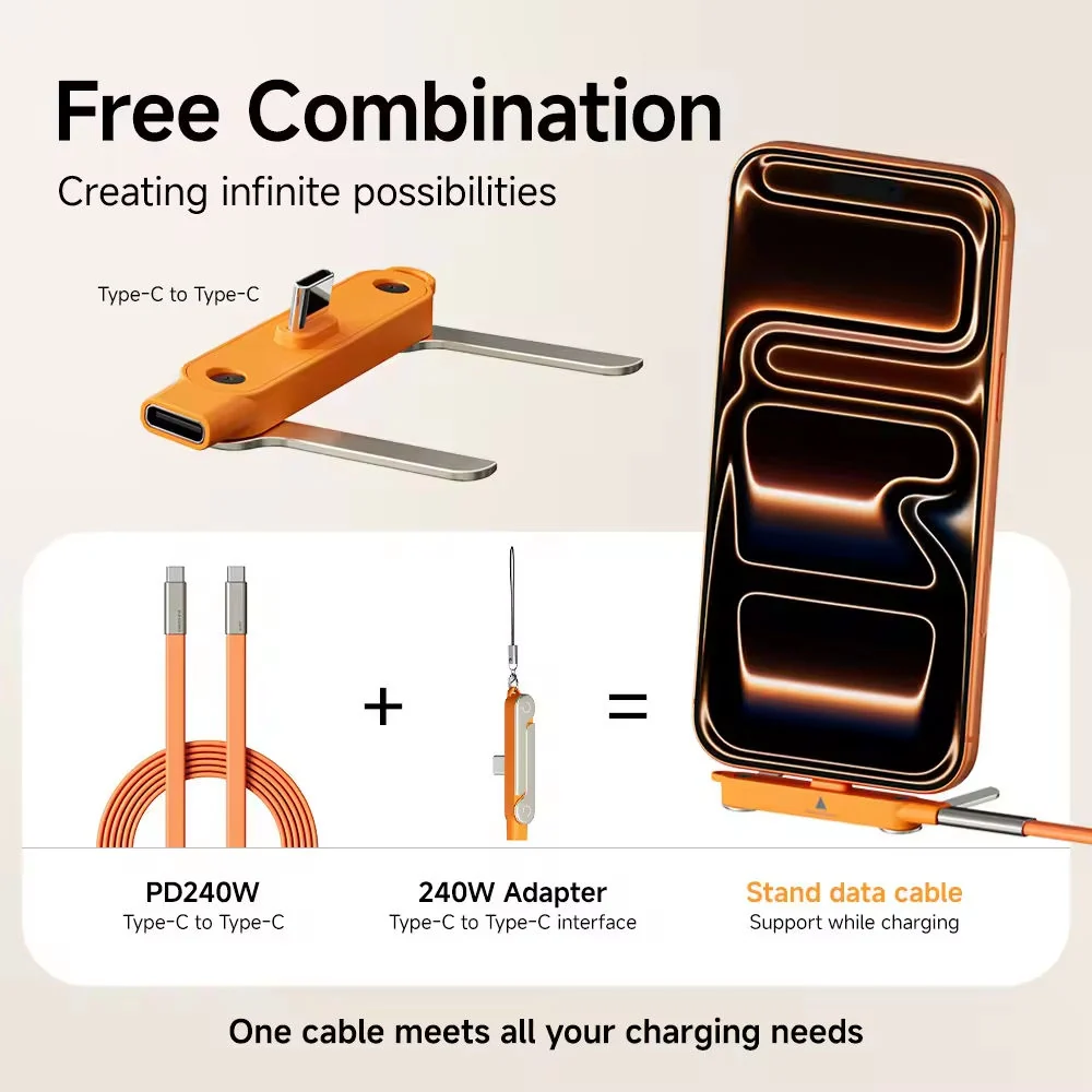 24ow SuperCharge Durable 2-in-1 Cable Charger Detachable USB-C Power