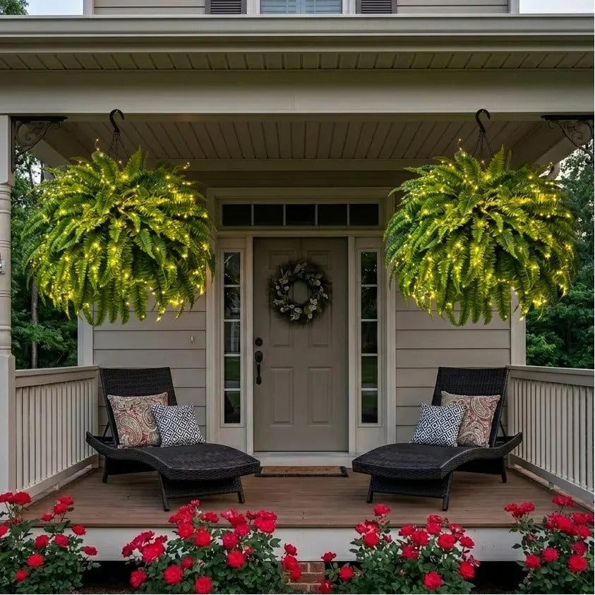 💛Glowing Boston Ferns with Lights – 🌿 Zero Watering, Zero Maintenance🌿