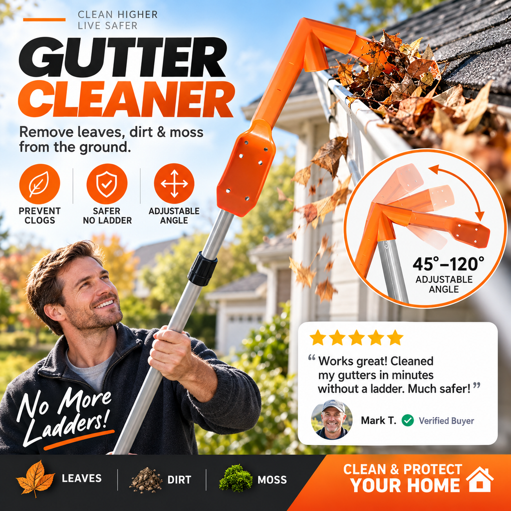 🍂 Adjustable Gutter Cleaning Tool – Ground-Level Leaf & Debris Remover | No-Ladder Reach for Easy Gutter Maintenance